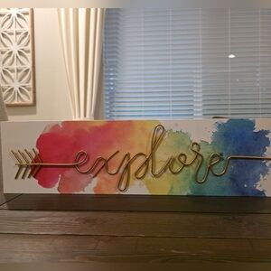 Michaels Multicolor 'Explore' Wall Art with Gold Arrow